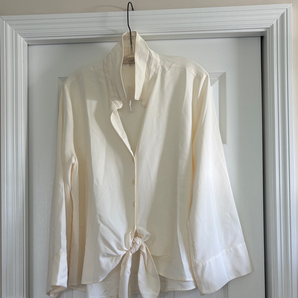 LOFT Ivory Button-Up Blouse NWT